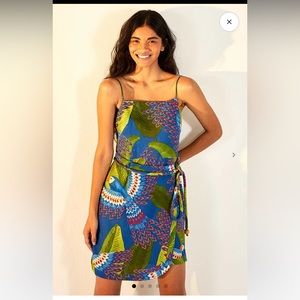 Farm Rio blue macaw mini dress, NWT